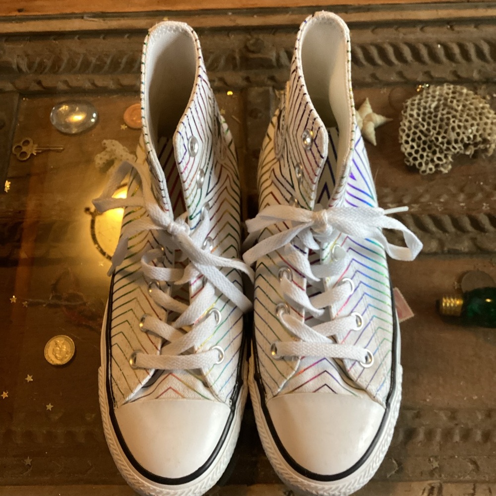 Converse Chuck Taylor All Star High Top Metallic Exploding Star Sneakers - Picture 2 of 6